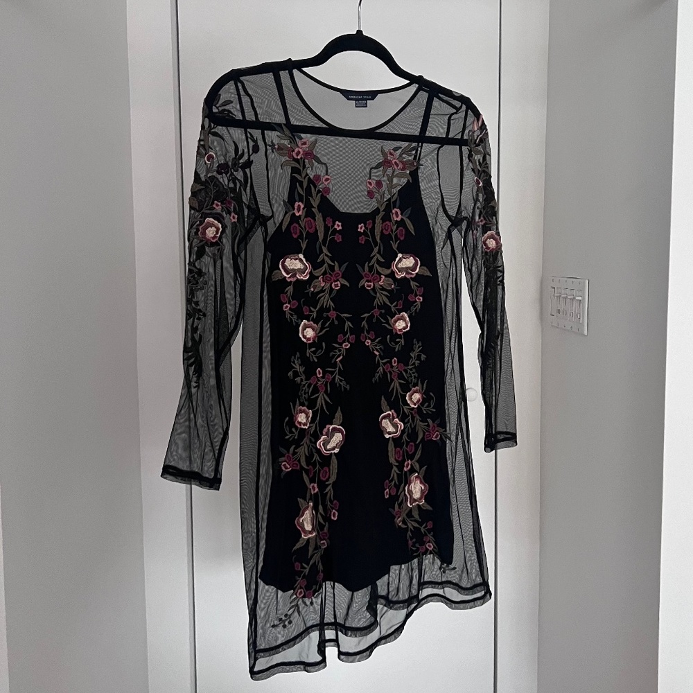 AMERICAN EAGLE Embroidered Sheer Dress